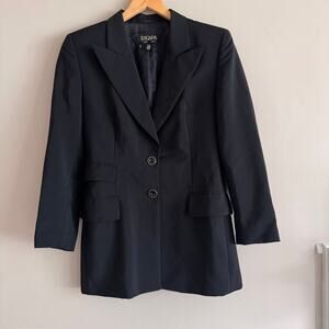 Escada Margaretha Ley Wool Blend Blazer Suit Jacket in Black Size Medium